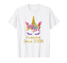 Load image into Gallery viewer, Funny shirts V-neck Tank top Hoodie sweatshirt usa uk au ca gifts for Cute 11th Birthday Unicorn Girls Tshirt, Awesome since 2008 1012434
