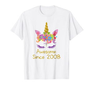 Funny shirts V-neck Tank top Hoodie sweatshirt usa uk au ca gifts for Cute 11th Birthday Unicorn Girls Tshirt, Awesome since 2008 1012434