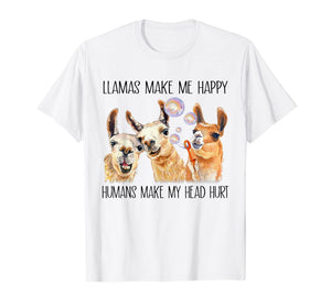 Funny shirts V-neck Tank top Hoodie sweatshirt usa uk au ca gifts for LLama Make Me Happy Humans Make My Head Hurt 3200319
