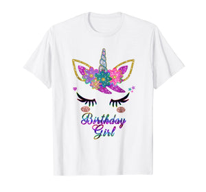 Rainbow Unicorn Birthday T-Shirt, Birthday Girl Outfit