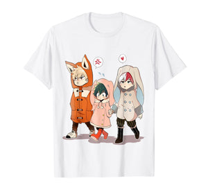 Todoroki and Midoriyas Bakugou Chibi T-Shirt Anime Cute Cat T-Shirt