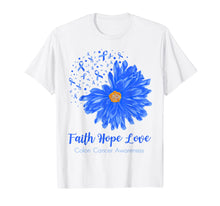 Load image into Gallery viewer, Faith Hope Love Colon Cancer Awareness Flower Blue Gifts T-Shirt-472196
