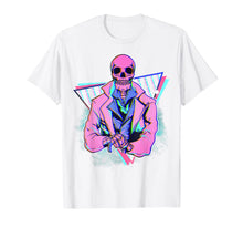 Load image into Gallery viewer, Spooky pink skeleton in a suit Steampunk design 4 Halloween T-Shirt
