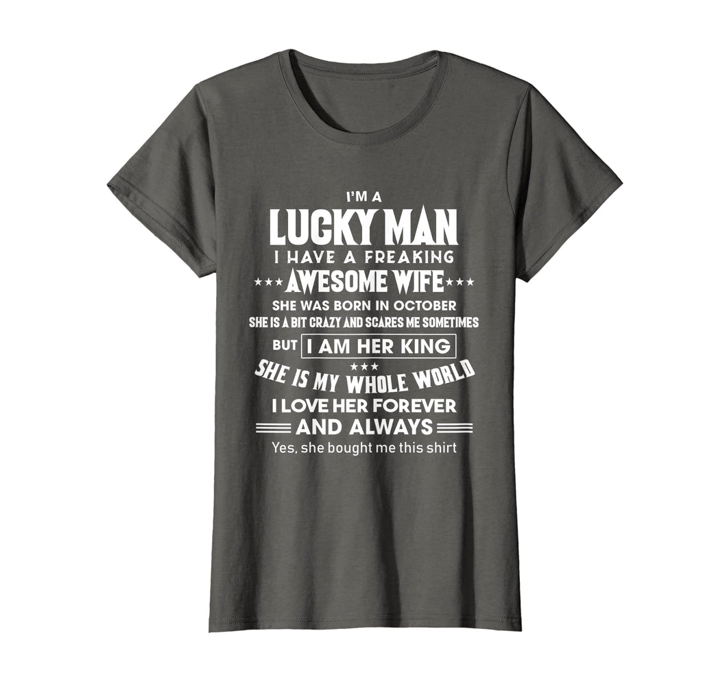 Funny shirts V-neck Tank top Hoodie sweatshirt usa uk au ca gifts for I'm A Lucky Man Of A Freaking October Wife T-shirt 259932