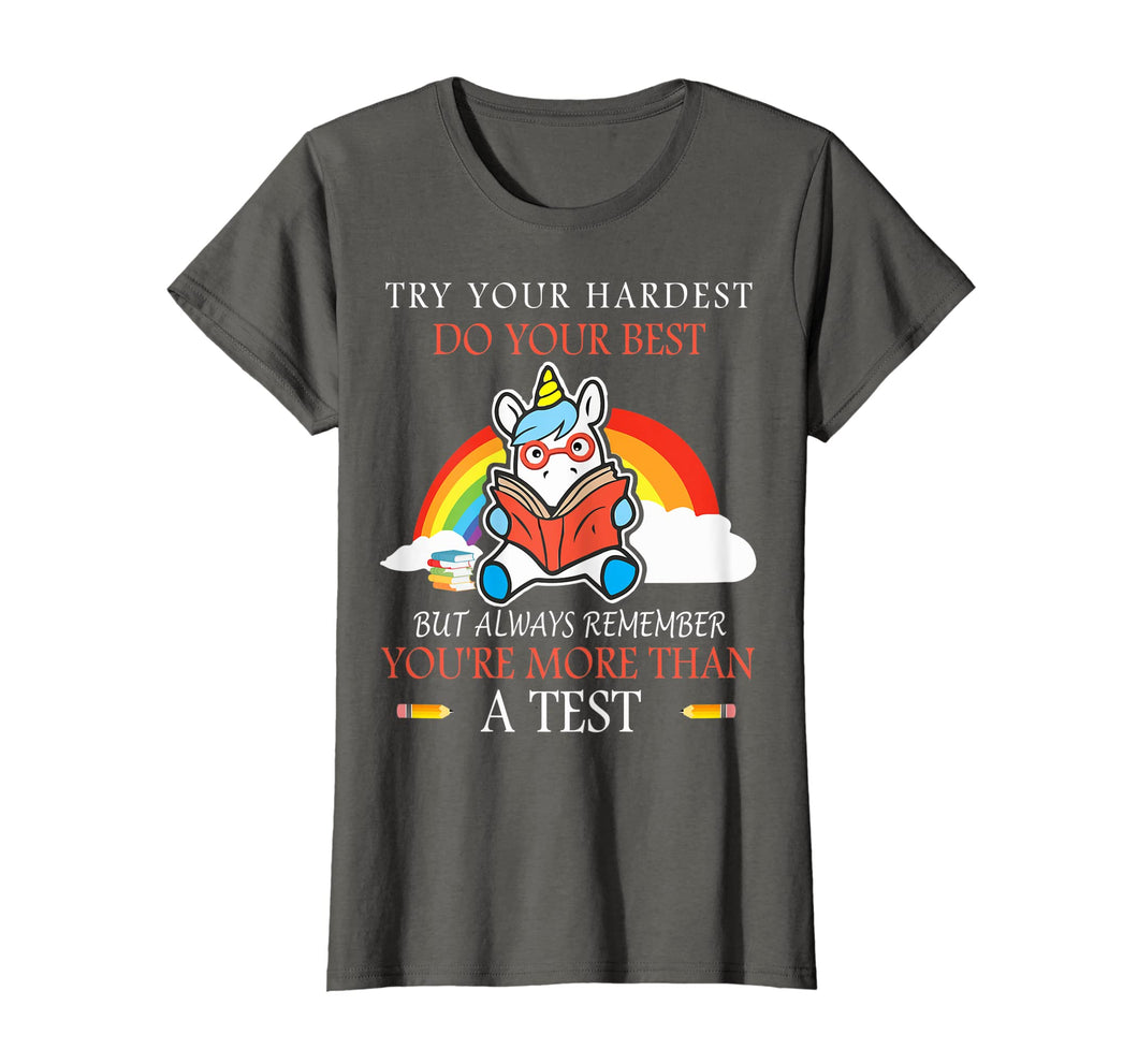Funny shirts V-neck Tank top Hoodie sweatshirt usa uk au ca gifts for Try Your Hardest Funny Unicorn Reading Teacher Gifts Shirt 1968231