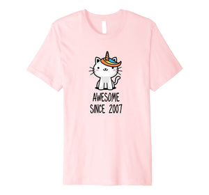 Funny shirts V-neck Tank top Hoodie sweatshirt usa uk au ca gifts for Cute Caticorn Awesome Since 2007 11th Birthday T-Shirt Gift 2013271