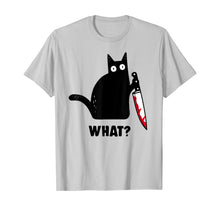 Load image into Gallery viewer, Cat What? Funny Black Cat Shirt, Murderous Cat With Knife T-Shirt 46312
