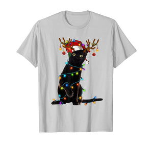 Funny shirts V-neck Tank top Hoodie sweatshirt usa uk au ca gifts for Black Cat Christmas Light T Shirt Funny Cat Lover Christmas T-Shirt 127929