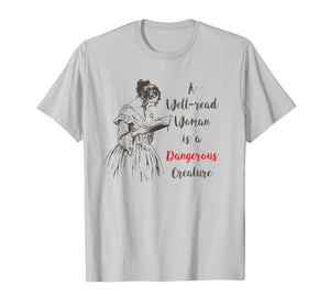 Funny shirts V-neck Tank top Hoodie sweatshirt usa uk au ca gifts for Feminist Dangerous Well-Read Woman Book T-Shirt Vintage Nerd 1870766