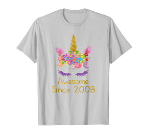 Funny shirts V-neck Tank top Hoodie sweatshirt usa uk au ca gifts for Cute 11th Birthday Unicorn Girls Tshirt, Awesome since 2008 1012434