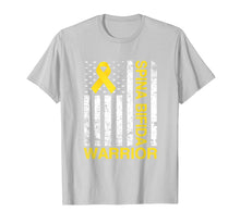 Load image into Gallery viewer, Spina Bifida Warrior Awareness Gift USA Flag Yellow Ribbon  T-Shirt
