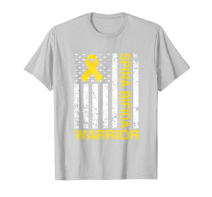 Spina Bifida Warrior Awareness Gift USA Flag Yellow Ribbon  T-Shirt