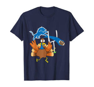 Thanksgiving Turkey Goal Posts Football Detroit-Lion T-Shirt
