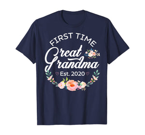 Womens Promoted to Great Grandma Est 2020 First Time Gift TShirt360286