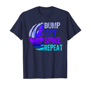 Funny shirts V-neck Tank top Hoodie sweatshirt usa uk au ca gifts for Girls Volleyball Bump Set Spike Repeat Blue Purple Teen Gift T-Shirt 166239