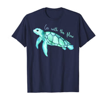Load image into Gallery viewer, Sea green turtle watercolor, Go with the flow, funny T-Shirt
