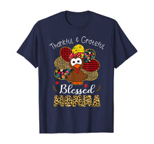 Load image into Gallery viewer, Thankful Grateful Blessed Momma Leopard Turkey Thanksgiving T-Shirt
