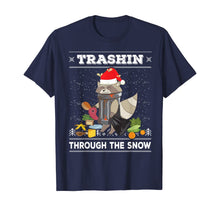 Load image into Gallery viewer, Trashin Through The Snow Raccoon Santa Claus Trash Panda T-Shirt
