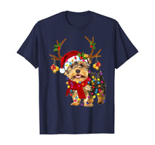 Load image into Gallery viewer, Funny shirts V-neck Tank top Hoodie sweatshirt usa uk au ca gifts for Santa yorkie terrier dog gorgeous reindeer Light Christmas T-Shirt 246724
