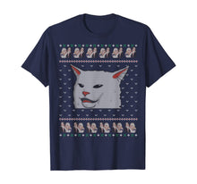 Load image into Gallery viewer, Ugly Christmas sweater-style Yelling Woman At Cat Meme T-Shirt
