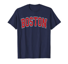 Load image into Gallery viewer, Boston T Shirt - Varsity Style Red Text
