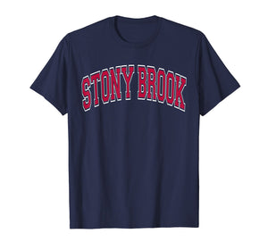 Stony Brook NY T Shirt - Varsity Style Dark Red Text