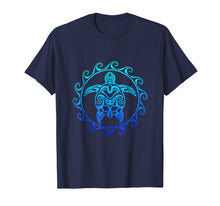 Load image into Gallery viewer, Ocean Blue Tribal Hawaiian Sea Turtle T-shirt

