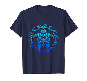 Ocean Blue Tribal Hawaiian Sea Turtle T-shirt