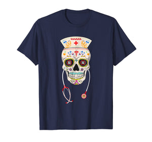 Funny shirts V-neck Tank top Hoodie sweatshirt usa uk au ca gifts for Nurse Sugar Skull Shirt Halloween Day Of The Dead Costume 1119796