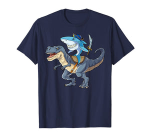 Funny shirts V-neck Tank top Hoodie sweatshirt usa uk au ca gifts for Shark Riding Dinosaur T rex T Shirt Pirate Jawsome Tees Kids 843449
