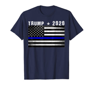 Funny shirts V-neck Tank top Hoodie sweatshirt usa uk au ca gifts for Thin Blue Line Trump 2020 T-shirt American Flag blue line 1367524