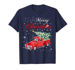 Funny shirts V-neck Tank top Hoodie sweatshirt usa uk au ca gifts for Red Truck Merry Christmas Tree Vintage Red Pickup Truck Tee 1334011