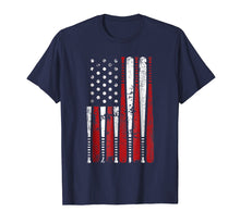 Load image into Gallery viewer, Vintage Baseball Bat American Usa Flag Gift T-Shirt
