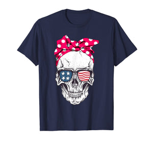 Funny shirts V-neck Tank top Hoodie sweatshirt usa uk au ca gifts for Pink Bandana Skull American Flag Glasses T Shirt 596980