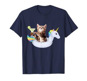 Summer Kitty With Margarita & Unicorn Float Funny Cat Shirt