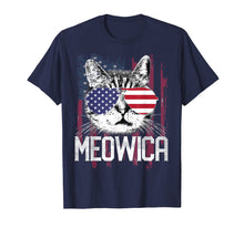 Load image into Gallery viewer, MEOWICA 4th of July T-Shirt America Cat USA Flag Patriotic
