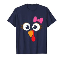 Load image into Gallery viewer, Turkey Face Girl Pink Bow T Shirt | Kids Thanksgiving Gift
