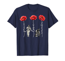 Load image into Gallery viewer, Peace Love Remember Poppy Flower Veteran Day T-Shirt
