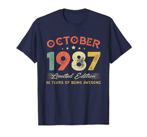 October 1987 32 Years Old Vintage 32nd Birthday Gifts T-Shirt