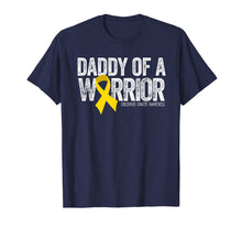 Load image into Gallery viewer, Mens Daddy of a Warrior Childhood Cancer Shirt Dad Ribbon 257004
