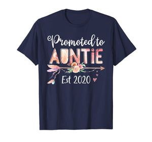 Womens Promoted to Auntie Est 2020  First Time Aunt Floral T-Shirt283129