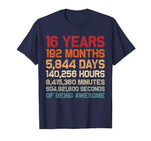 Vintage 16 Years of Being Awesome Unique 16th Birthday Gifts T-Shirt-1692777