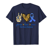 Load image into Gallery viewer, Peace Love Cure Blue Ribbon Colon Cancer Awareness TShirt789412
