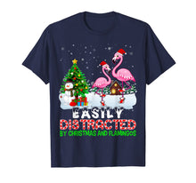 Load image into Gallery viewer, Funny shirts V-neck Tank top Hoodie sweatshirt usa uk au ca gifts for Easily Distracted By Christmas And Flamingos Hat In Snow T-Shirt 261406
