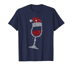 Wine Glasses Santa Hat Christmas Funny Wine Lover Gift T-Shirt