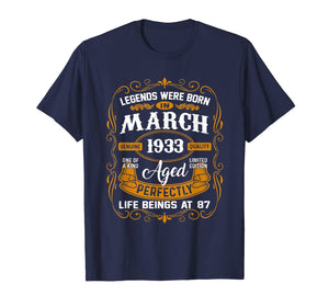 Legends Were Born In March 1933 87th Birthday Gifts TShirt624410
