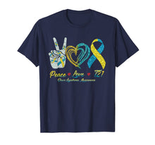 Load image into Gallery viewer, Peace Love T21 Down Syndrome Awarenesss Ribbon Gift TShirt791786
