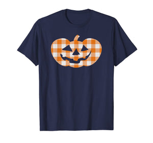 Plaid Jack-O-Lantern Pumpkin Country Farmhouse Style T-Shirt