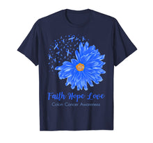 Load image into Gallery viewer, Faith Hope Love Colon Cancer Awareness Flower Blue Gifts T-Shirt-472196
