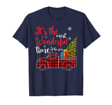 Load image into Gallery viewer, Red Plaid Truck and Christmas Tree Light-Truck Christmas T-Shirt
